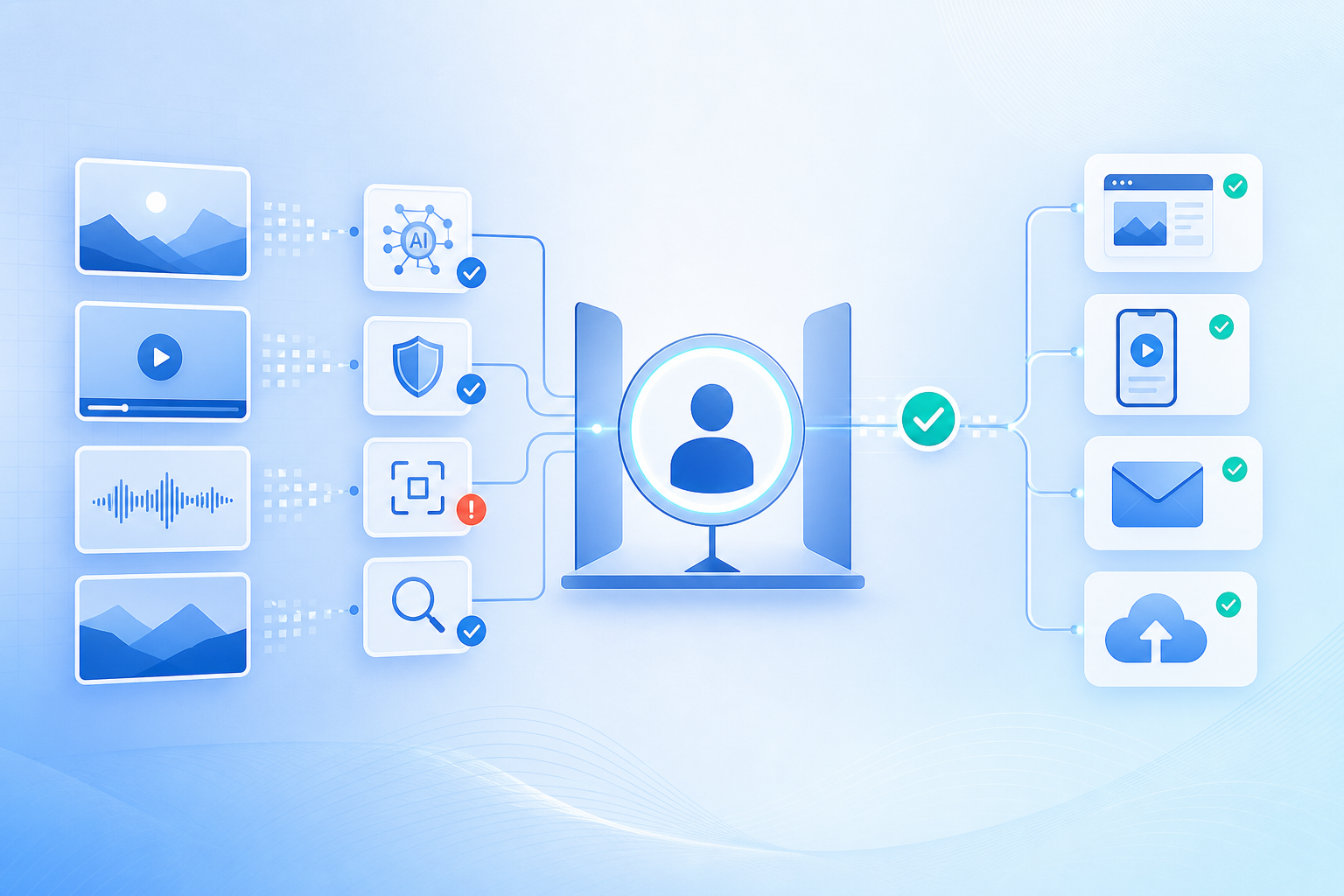 AI quality control and human approval workflow for enterprise media teams