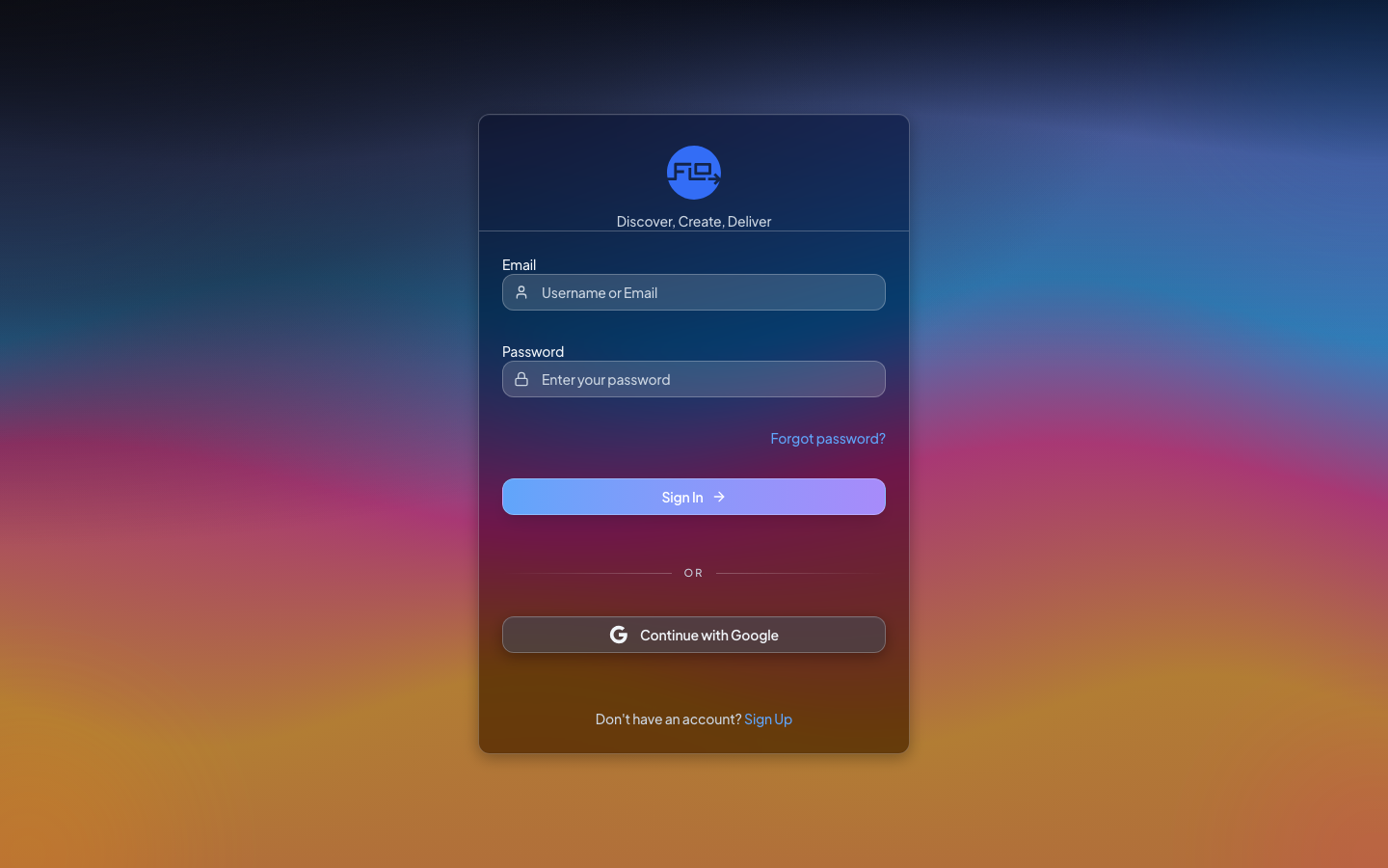 Flo branded login page