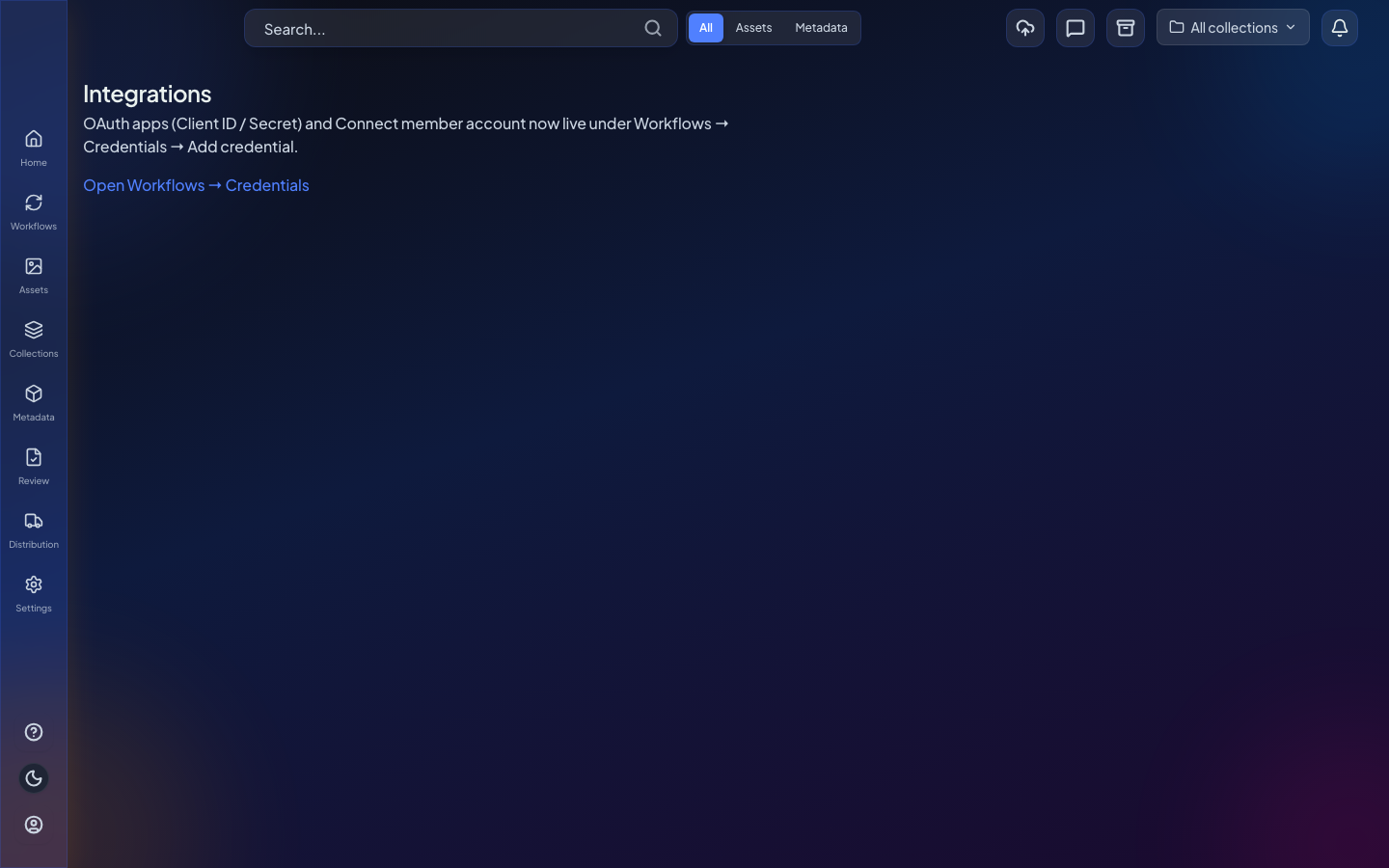 Integrations settings for LinkedIn OAuth