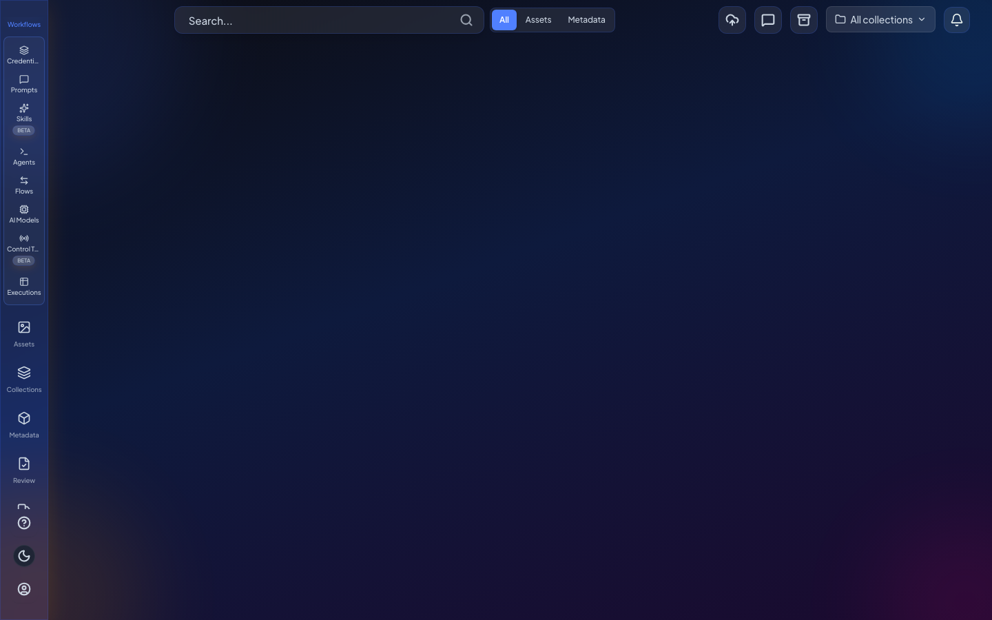 Workflow canvas after opening a pipeline